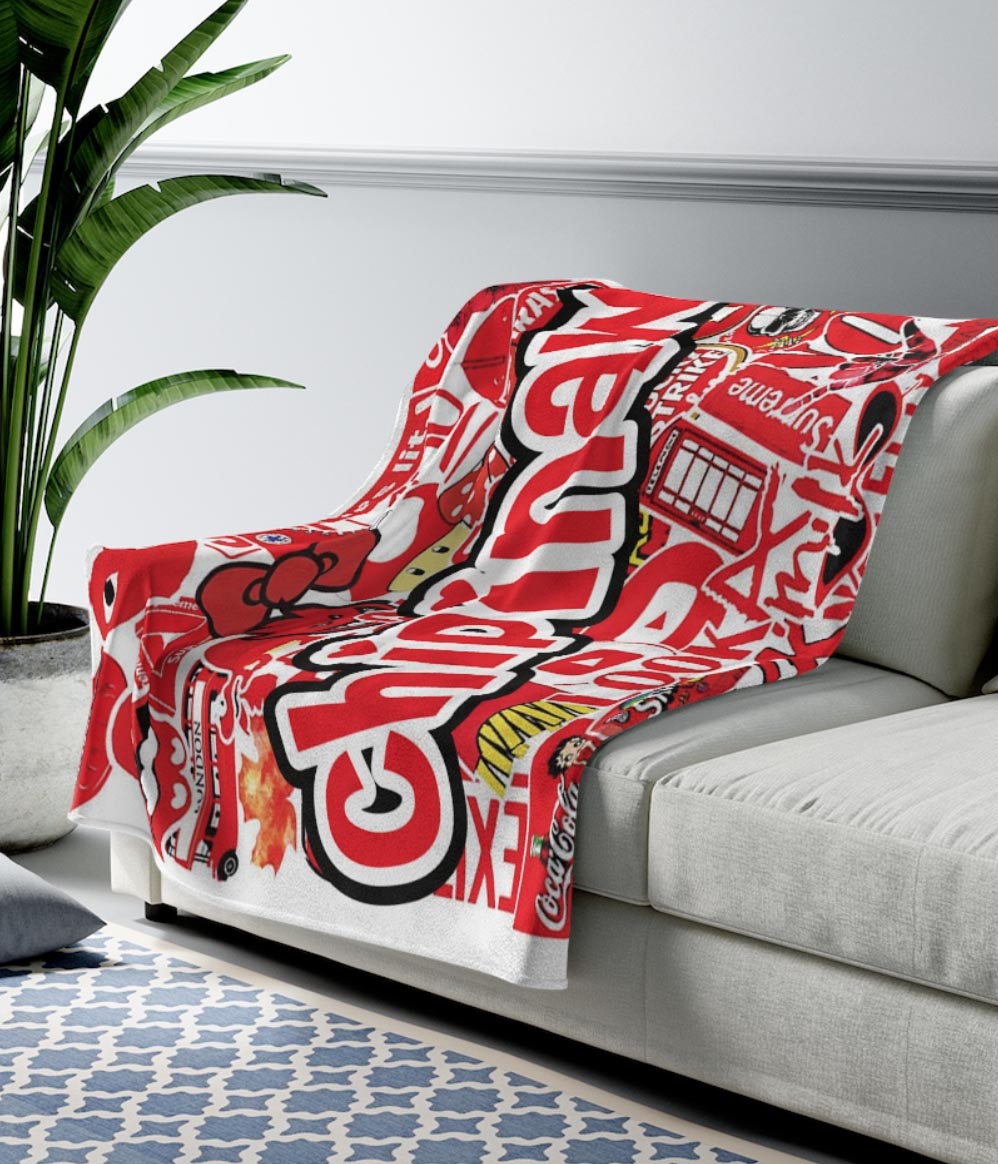 Camp Sticker Collage Cozy Blanket 360 Creative Approach