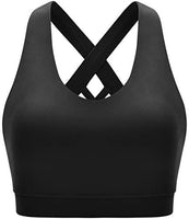 RUNNING GIRL Sports Bra for Women, Criss-Cross Back Padded Strappy Sports Bras Medium Support Yoga Bra with Removable Cups(WX2353D.Black.XS)