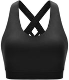 RUNNING GIRL Sports Bra for Women, Criss-Cross Back Padded Strappy Sports Bras Medium Support Yoga Bra with Removable Cups(WX2353D.Black.XS)