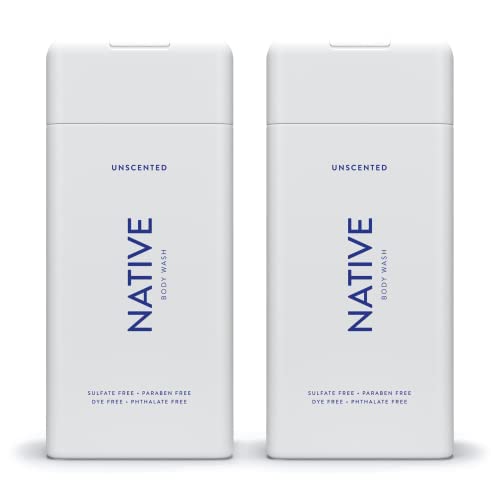 Native Body Wash Natural Body Wash for Women, Men | Sulfate Free, Paraben Free, Dye Free, with Naturally Derived Clean Ingredients Leaving Skin Soft and Hydrating, Unscented 11.5oz - Pack of 2