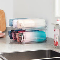 Lifewit Stackable Water Bottle Organizer for Cabinet, Water Bottle Holder, Kitchen Pantry Organization and Storage, Plastic Fridge Wine Racks, Tumbler Travel Mug Cup Holder, 2Pack, Hold 6 Bottles