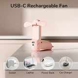 JISULIFE Handheld Mini Fan, 3 IN 1 Hand Fan, Portable USB Rechargeable Small Pocket Fan, Battery Operated Fan [14-21 Working Hours] with Power Bank, Flashlight Feature for Women,Travel,Outdoor-Pink, 1 Count (Pack of 1)