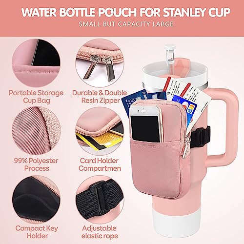 8PCS Water Bottle Pouch for Stanley Cup Fanny Pack Accessories Spill Leak  Proof Stopper Set for Stanley 2.0 40oz/30oz,Gym Accessories for Women