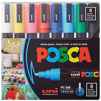 8 Posca Paint Markers, 5M Medium Posca Markers with Reversible Tips, Posca Marker Set of Acrylic Paint Pens | Posca Pens for Art Supplies, Fabric Paint, Fabric Markers, Paint Pen, Art Markers