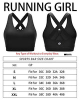 RUNNING GIRL Sports Bra for Women, Criss-Cross Back Padded Strappy Sports Bras Medium Support Yoga Bra with Removable Cups(WX2353D.Black.XS)