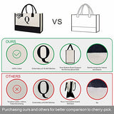 TOPDesign Classic White & Black Cotton Canvas Tote Bag, DIY Your Creativ Designs (Blank)