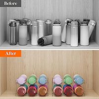 Lifewit Stackable Water Bottle Organizer for Cabinet, Water Bottle Holder, Kitchen Pantry Organization and Storage, Plastic Fridge Wine Racks, Tumbler Travel Mug Cup Holder, 2Pack, Hold 6 Bottles