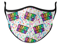 Top Trenz Happy Birthday White Face Mask - One Size Fits Most