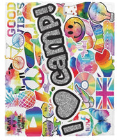 Camp Sticker Collage Cozy Blanket