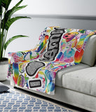 Camp Sticker Collage Cozy Blanket