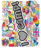 Camp Sticker Collage Cozy Blanket