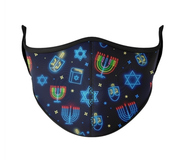 Top Trenz Hannukah Print Mask - Youth (3-7) & One Size Fits Most (8+)