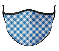 Top Trenz Blue Gingham Print Mask - One Size Fits Most