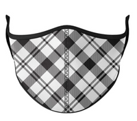Top Trenz Black & White Plaid Print Mask - One Size Fits Most
