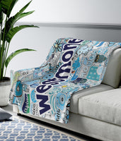 Camp Sticker Collage Cozy Blanket