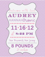 Baby Girl Announcement Print