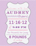 Baby Girl Announcement Print