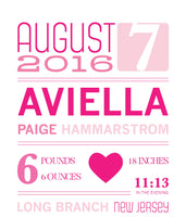 Baby Girl Announcement Print