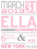 Baby Girl Announcement Print