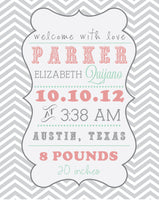 Baby Girl Announcement Print