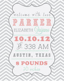 Baby Girl Announcement Print