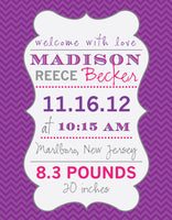 Baby Girl Announcement Print