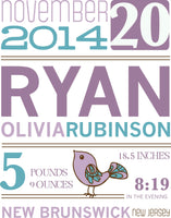 Baby Girl Announcement Print