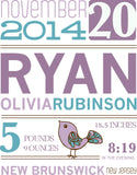 Baby Girl Announcement Print