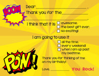 Boys Comic Fill-In Thank You Cards