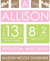Baby Girl Announcement Print