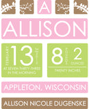 Baby Girl Announcement Print