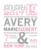 Baby Girl Announcement Print