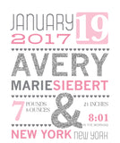 Baby Girl Announcement Print