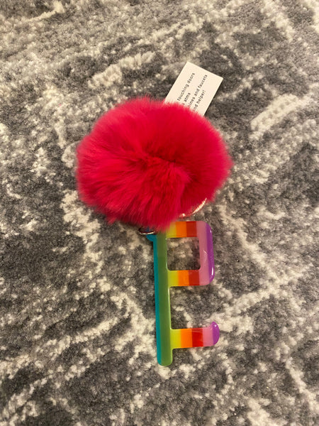No Touch Door Opener Key Chain- Hot Pink
