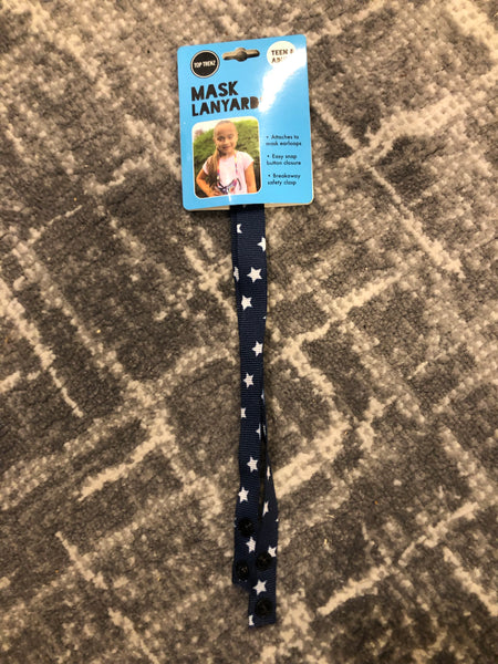 Top Trenz Blue Stars Mask Lanyard- Kid & Tween