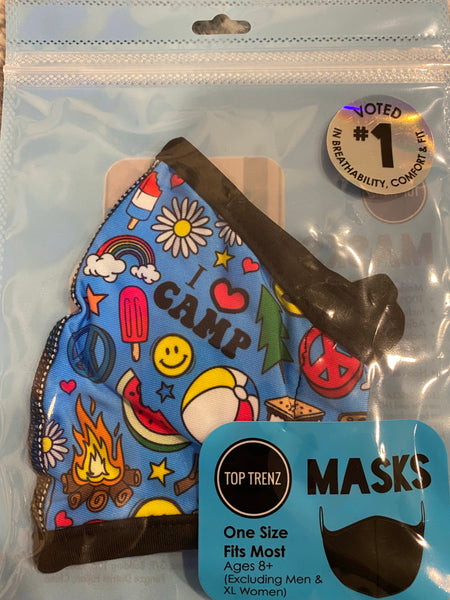 Top Trenz I Love Camp Print Mask - One Size Fits Most
